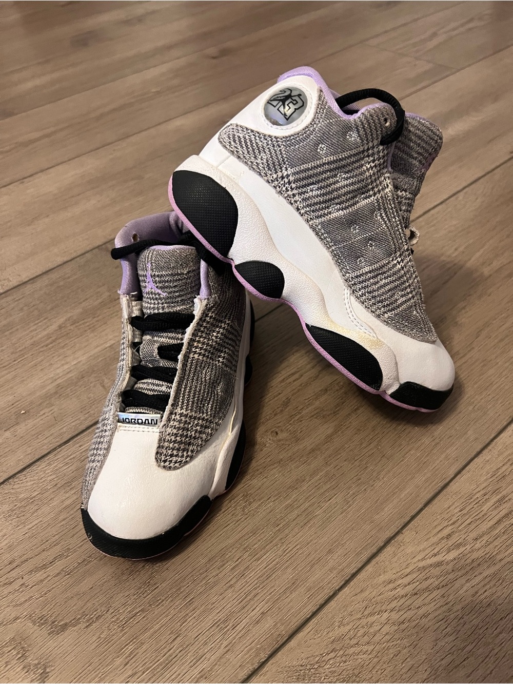 Jordan Kids Grey & Lavender Knit Low-Top Sneakers 12C